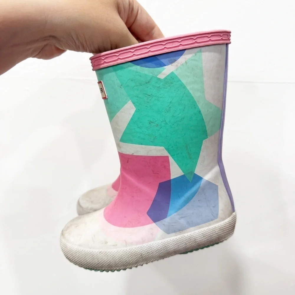 Hunter Classic Rain Boots Printed Kids Girls Size 8 *play condition*